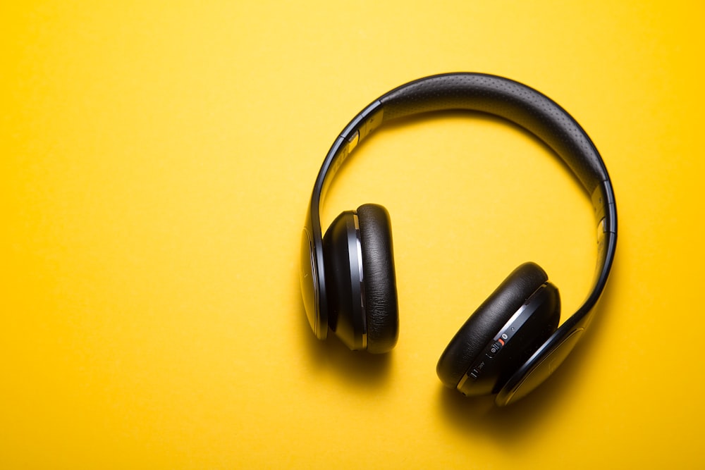 Headphones on dark slate