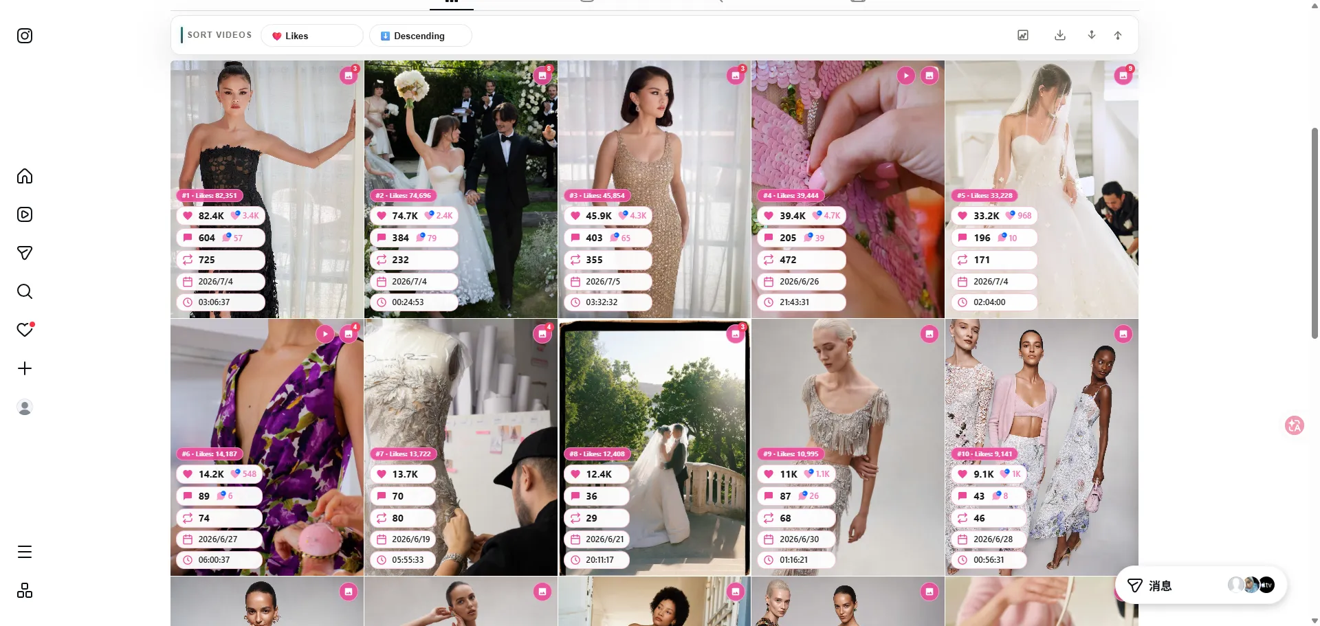 Sort Feed sorting Instagram posts and Reels by engagement metrics